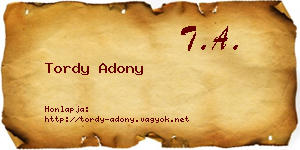 Tordy Adony névjegykártya
